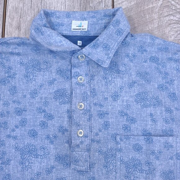Johnnie-O Shirt Mens Medium Blue Lindley Floral Golf Short Sleeve Preppy Top - Picture 5 of 8